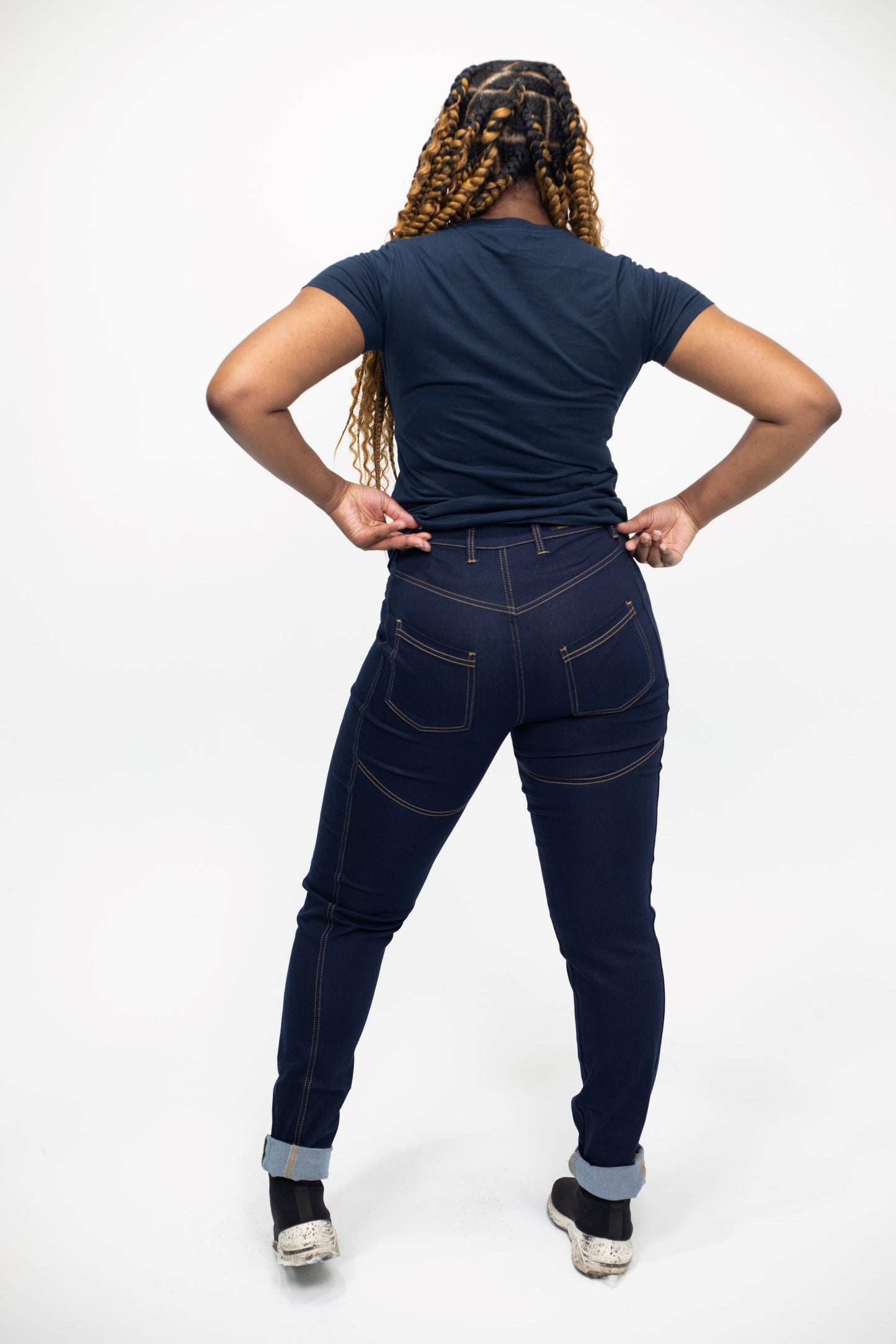 High waisted jeans - Dark Blue - 37 inch inseam