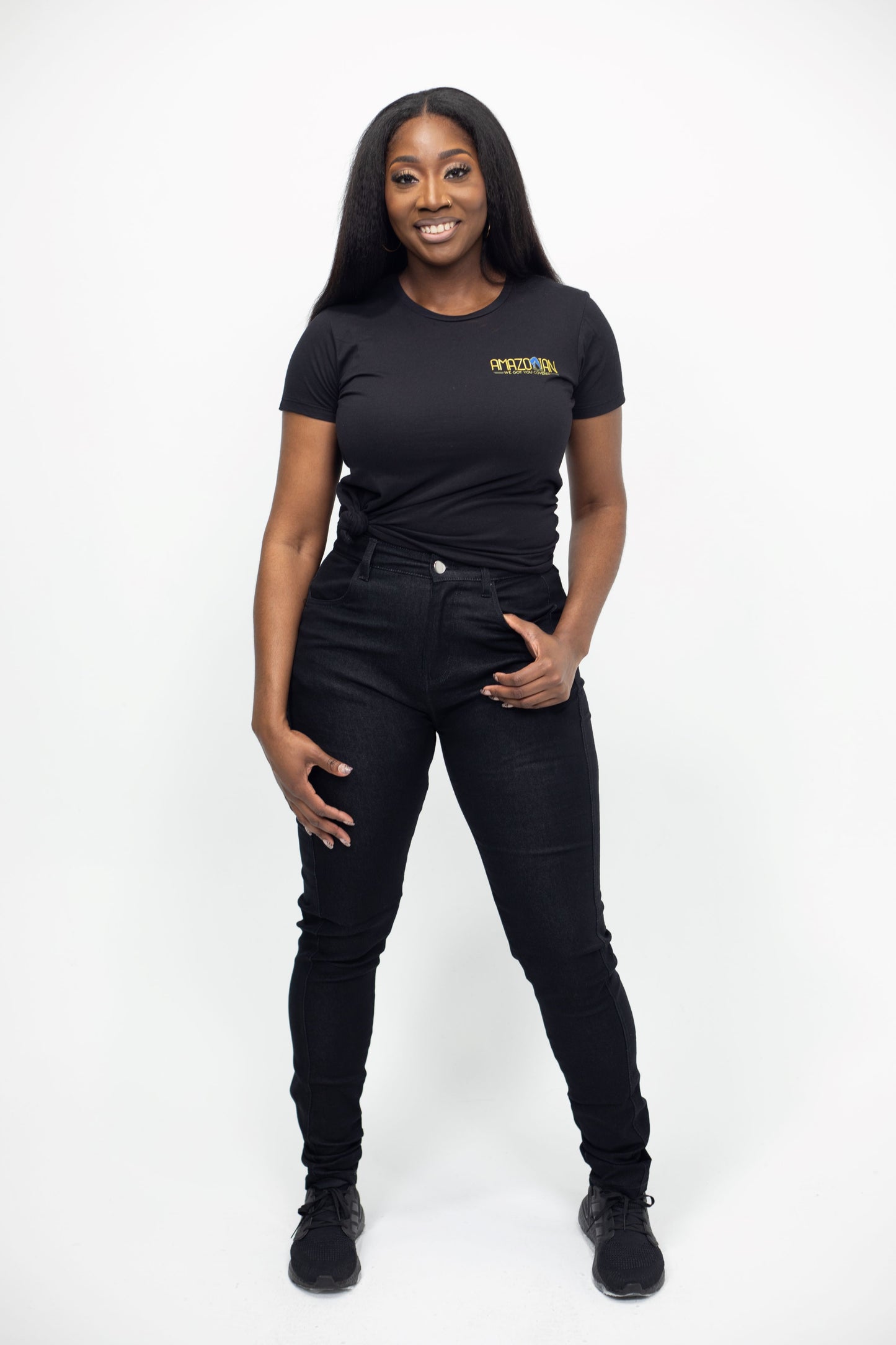 High waisted jeans - Black - 37 inch inseam