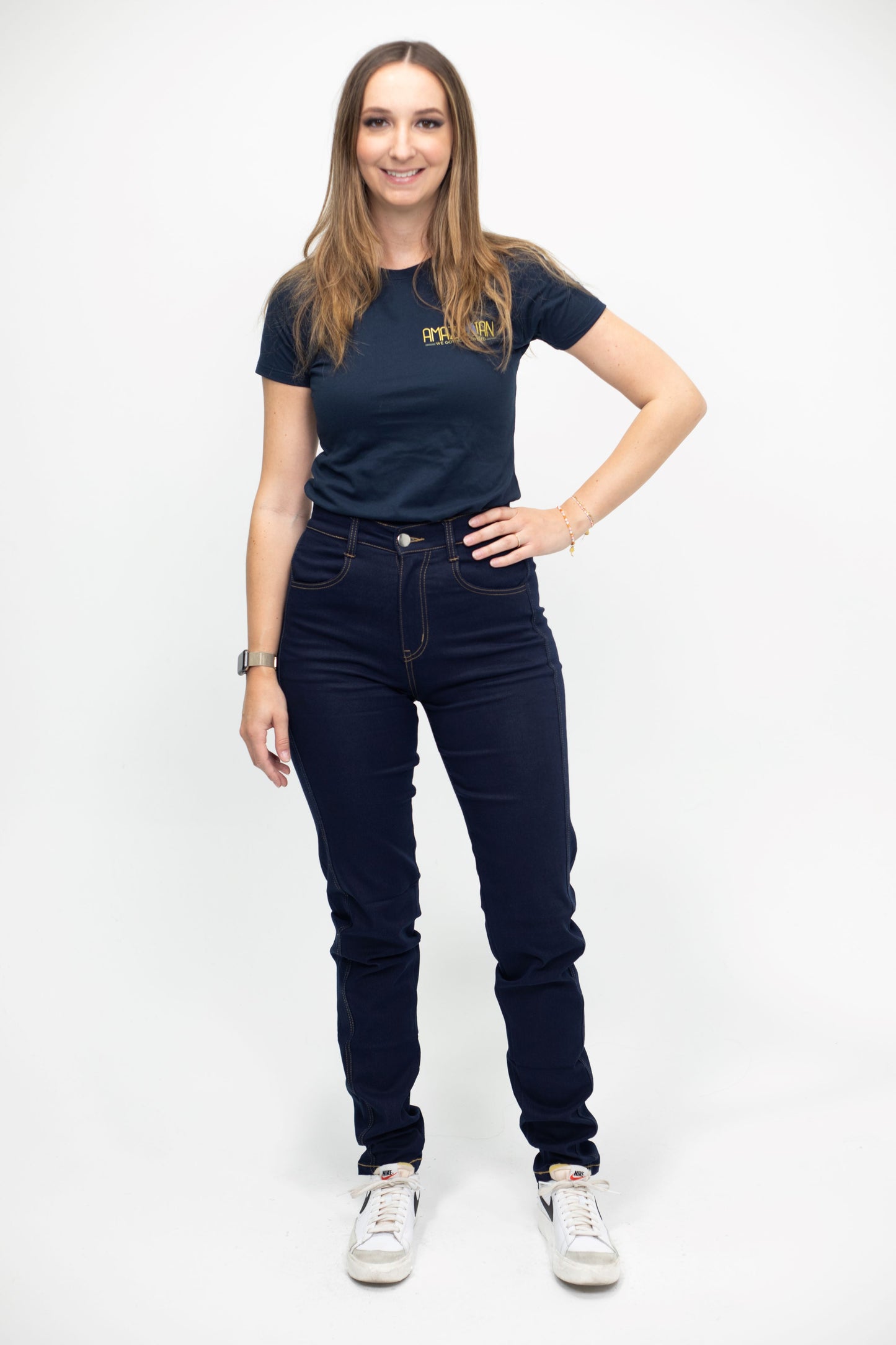 High waisted jeans - Dark Blue - 37 inch inseam