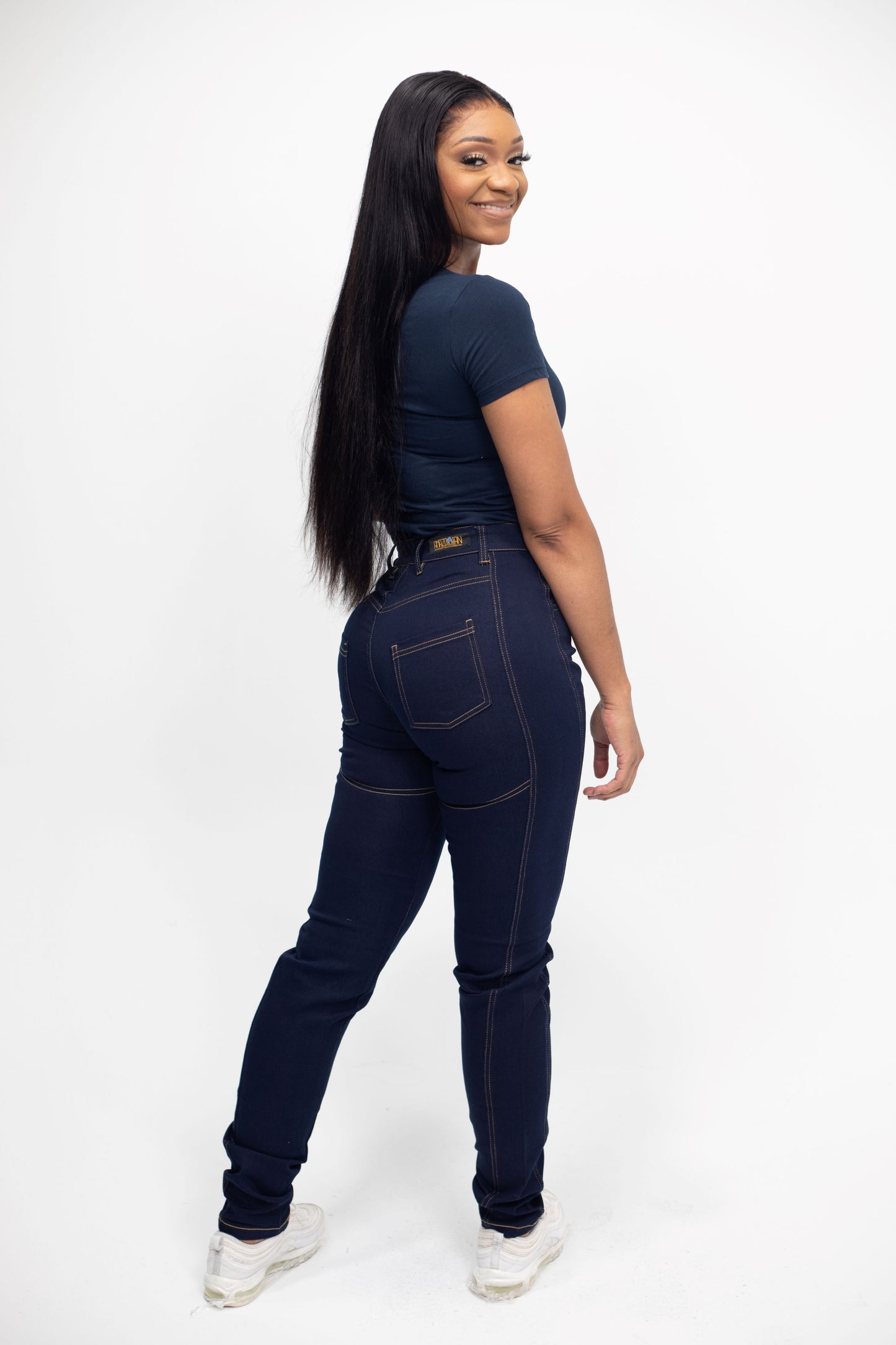 High waisted jeans - Dark Blue - 37 inch inseam