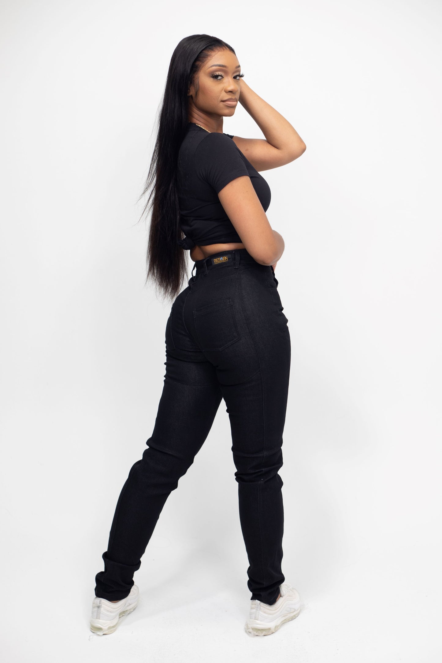 High waisted jeans - Black - 37 inch inseam