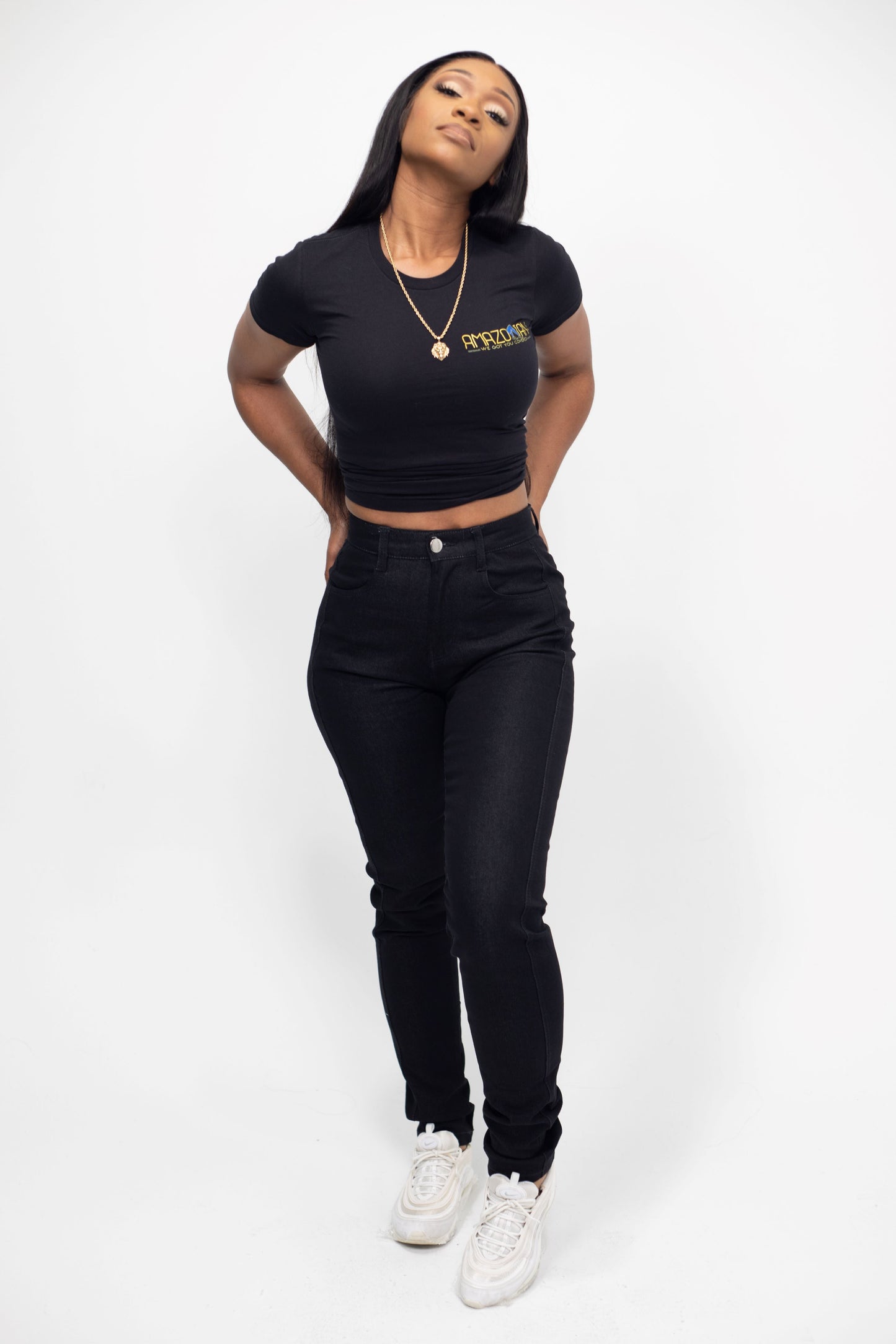 High waisted jeans - Black - 37 inch inseam